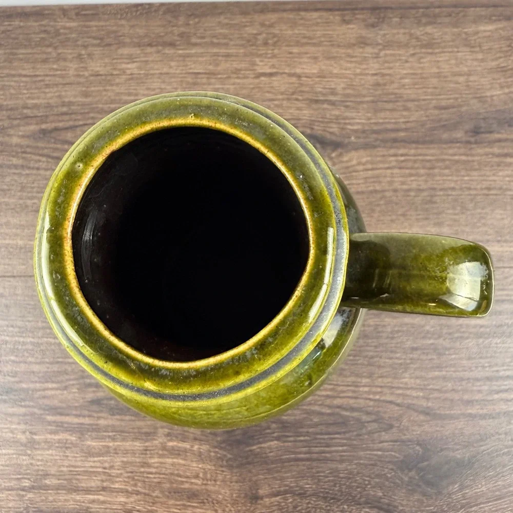 Scheurich 413-26 West German Pottery Krug Handled Vase Green Amber